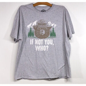 SMOKEY BEAR XL Officially Licensed Gray Short Sleeve Fire Prevention T-Shirt
